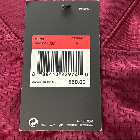 NWT Nike Jersey Men’s Size Large Burgundy Football Practice - Picture 8 of 10